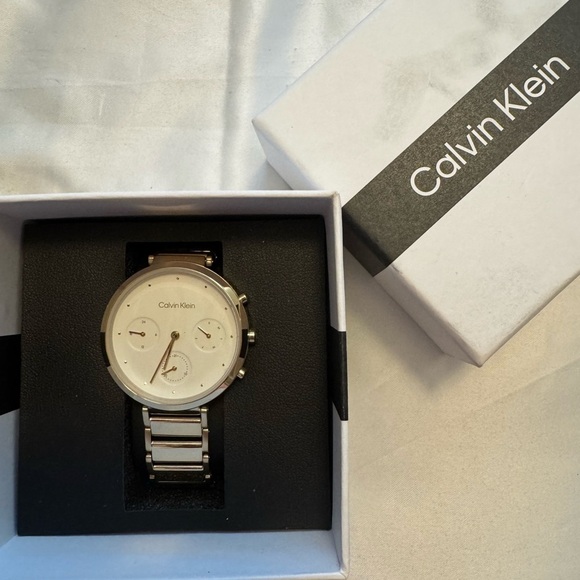 Calvin Klein Gold-Tone Watch with White Dial - Picture 2 of 2